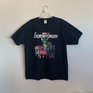 FRUIT of the LOOM HD Cotton Black T Shirt with Frenchievengers Print Size 2XL